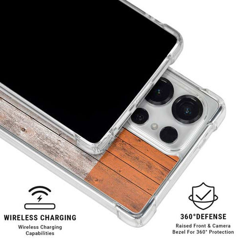 Ireland Flag Dark Wood Galaxy S25 Ultra Clear Case